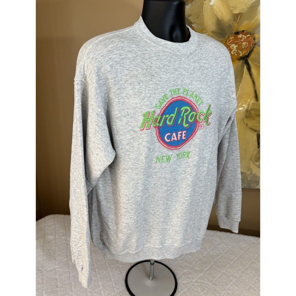 Vtg Santee Sweats 80s USA Made Hard Rock Cafe New York Embroidered Sweatshirt L - Picture 6 of 16